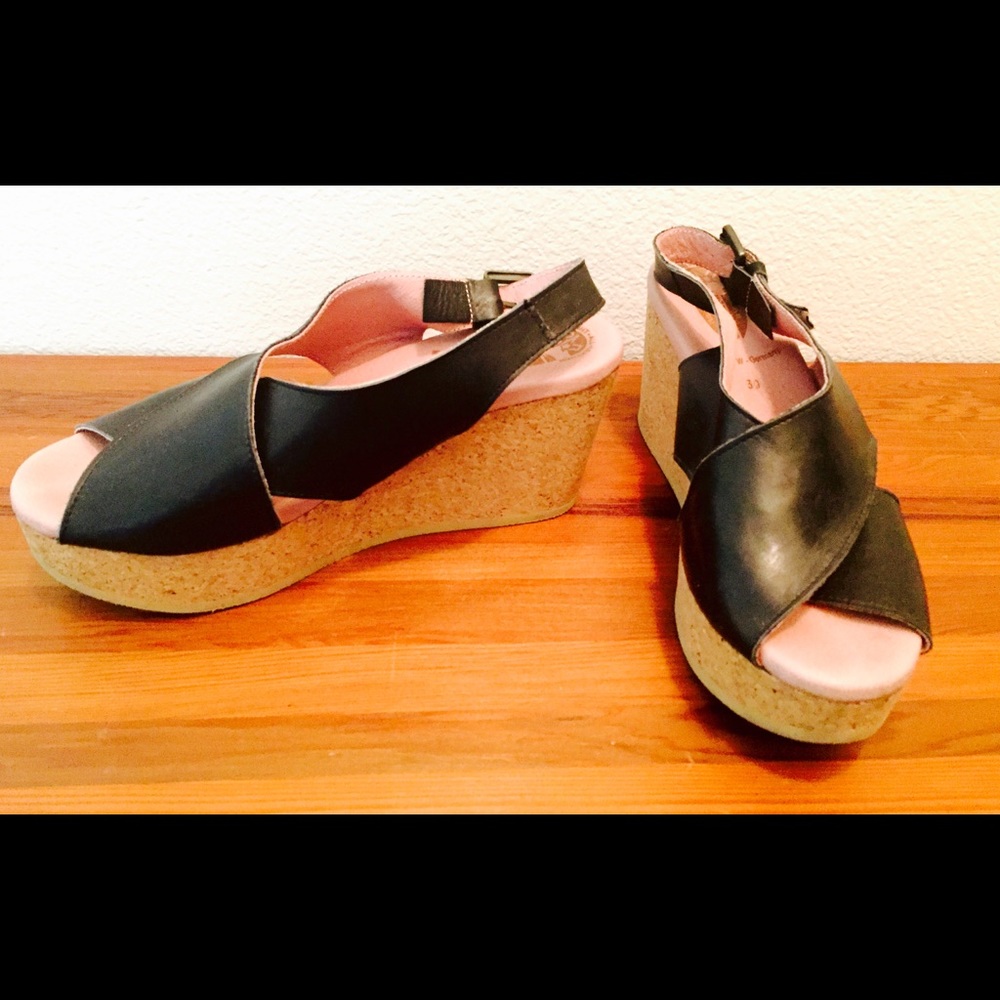 Cork and Leather Platforms Made in W. Germany